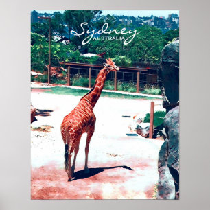 Giraffe animal Sydney Australia ポスター