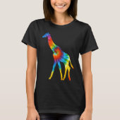 Giraffe Animals Tie Dye Retro Rainbow Trippy Hippi Tシャツ (正面)
