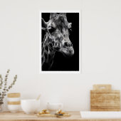 Giraffe Art Print Crisp Monochrome Photography ポスター (キッチン)