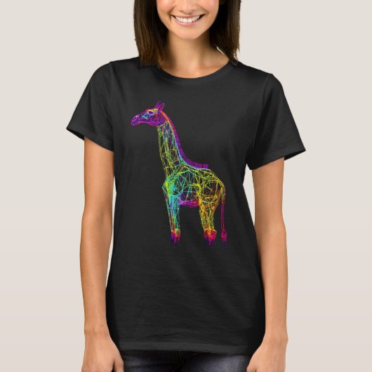 Giraffe Artwork  Animal Colourful Giraffe Tシャツ (正面)