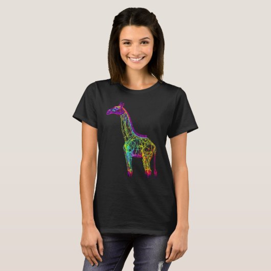 Giraffe Artwork  Animal Colourful Giraffe Tシャツ (正面フル)