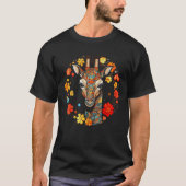 Giraffe Artwork Colourful Flowers Animals Motif Gi Tシャツ (正面)