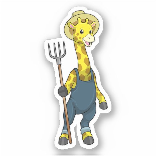 Giraffe as Farmer with Pitchfork シール (正面)