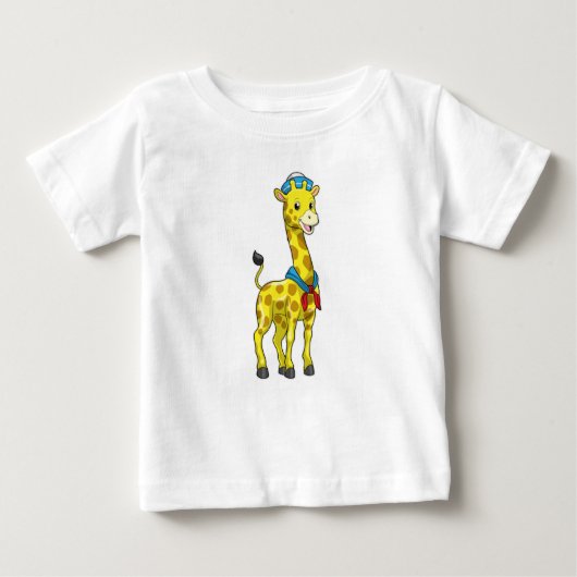 Giraffe as Sailor with Sailor hat ベビーTシャツ (正面)