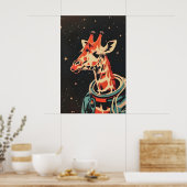 Giraffe Astronaut Poster, Giraffe Retro Print ポスター (キッチン)