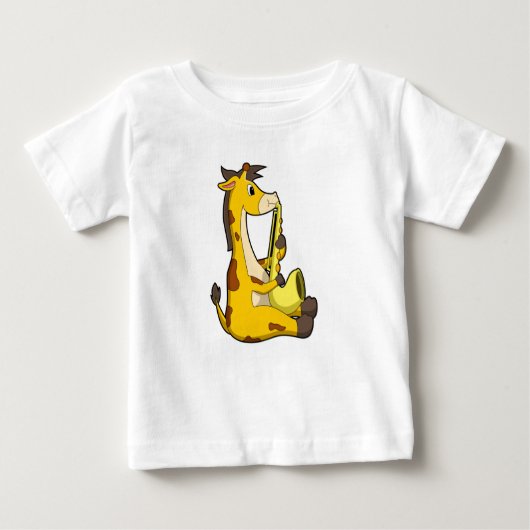 Giraffe at Music with Saxphone.PNG ベビーTシャツ (正面)