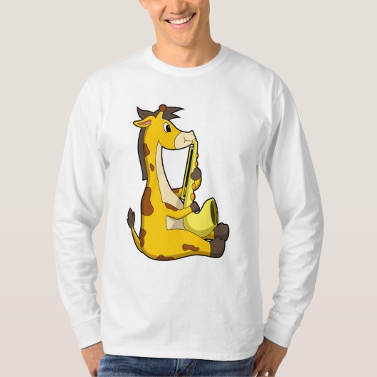 Giraffe at Music with Saxphone.PNG Tシャツ (正面)