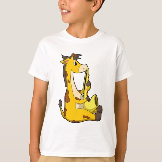 Giraffe at Music with Saxphone.PNG Tシャツ (正面)