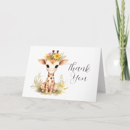 Giraffe Baby Shower Thank You Card サンキューカード (正面)
