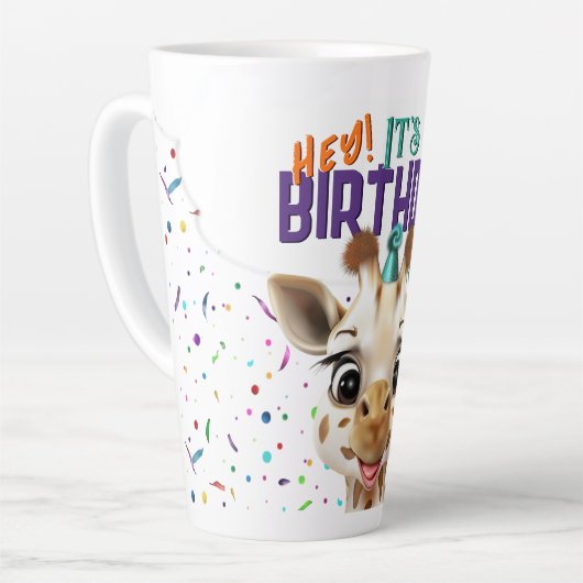 Giraffe Birthday カフェラテマグ (左アングル)