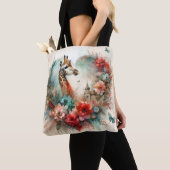 Giraffe Bloomscape Watercolor Floral Safari  トートバッグ (クローズアップ)