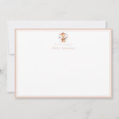 Giraffe Blush Beige Border Nursery New Baby  ノートカード (正面)