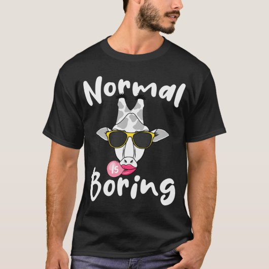 Giraffe Bubblegum Glasses Cute Animal Normal Is B Tシャツ (正面)