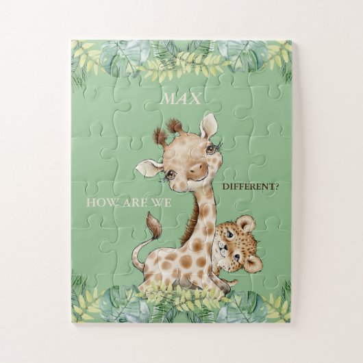 Giraffe Cheetah Kidsの違う詳細 ジグソーパズル (縦)