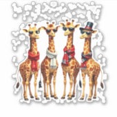 Giraffe Christmas Chic Oversized T-Shirt シール (正面)