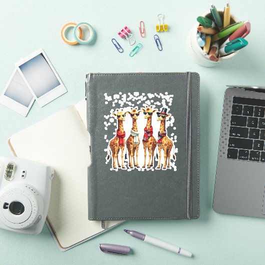 Giraffe Christmas Chic Oversized T-Shirt シール (iPadカバー)