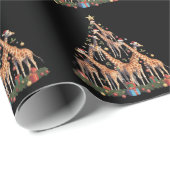 Giraffe Christmas Tree Santa African Wildlife Farm ラッピングペーパー (ロールコーナー)