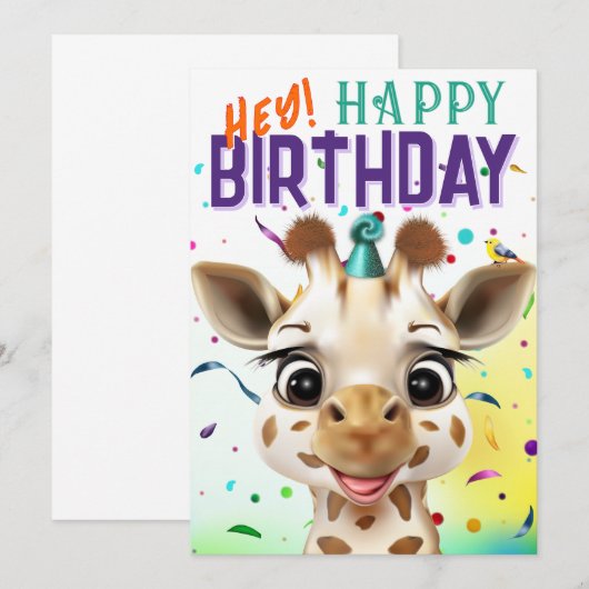 Giraffe Confetti Birthday (正面/裏面)