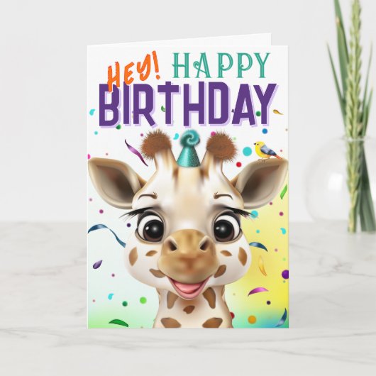 Giraffe Confetti Birthday カード (正面)