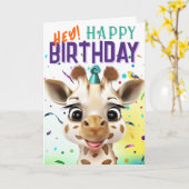 Giraffe Confetti Birthday カード (黄色い花)