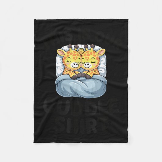 Giraffe Couple Cute Love This Is Our Cuddle フリースブランケット (正面)