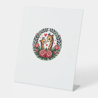 Giraffe Couple Illustration Giraffe Lovers  _4 台座サイン