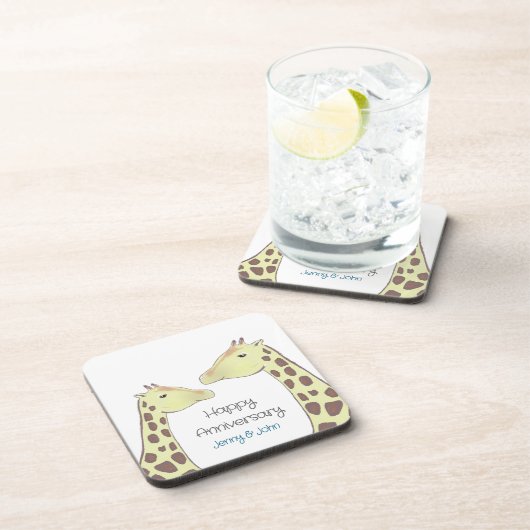 Giraffe Couple Wedding Anniversary コースター (右側)
