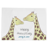 Giraffe Couple Wedding Anniversary ラージペーパーバッグ (裏面)