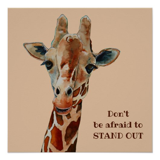 Giraffe das Safari Tier Aquarell  ポスター (正面)