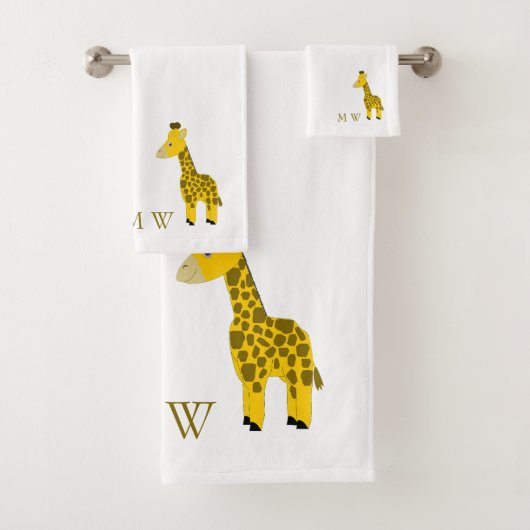 Giraffe Design Monogrammed バスタオルセット (インサイチュ)