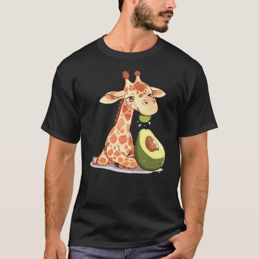 giraffe eating avocado, giraffe for men, giraffe f tシャツ (正面)