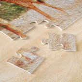 Giraffe Eating Leaves Painting Photo ジグソーパズル (側面)