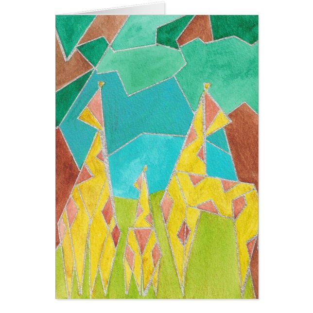 Giraffe Family Original Abstract Art (正面)