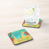 Giraffe Family Original Abstract Art コースター (右側)