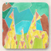 Giraffe Family Original Abstract Art コースター (正面)