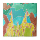 Giraffe Family Original Abstract Art タイル (正面)