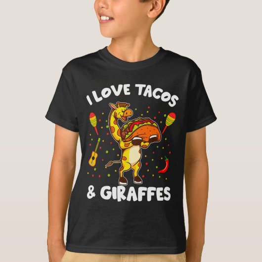 Giraffe Giraffes I Love Tacos And Giraffes Funny G Tシャツ (正面)