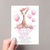 Giraffe Girl Baby Shower Invitation アクリル招待状 (インサイチュ (ポータブル))