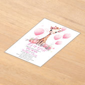 Giraffe Girl Baby Shower Invitation アクリル招待状 (レイダウン)