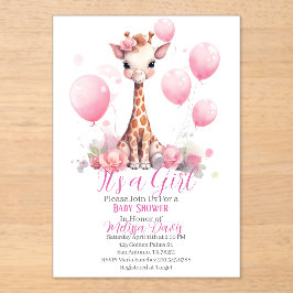Giraffe Girl Baby Shower Invitation アクリル招待状