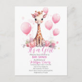 Giraffe Girl Baby Shower Invitation ポストカード (正面)