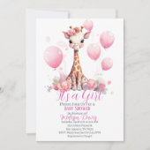 Giraffe Girl Baby Shower Invitation 招待状 (正面)