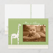 Giraffe Green Its a Boy/girlの発表 案内ポストカード (正面/裏面)