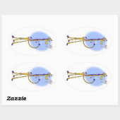 GIRAFFE & HONEYBEE TEA by Jeff Wilris 楕円形シール (シート)