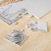 Giraffe Illustration Vintage Art Print ジグソーパズル (側面)