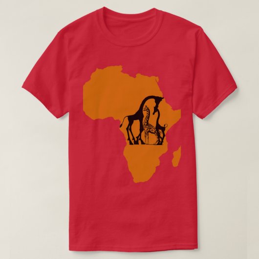 Giraffe in Africa Map Tシャツ (デザイン正面)