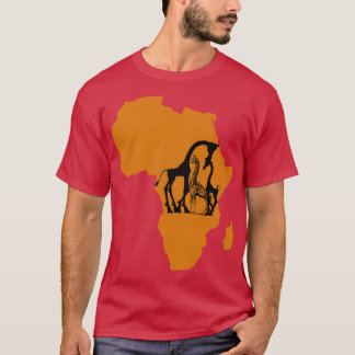 Giraffe in Africa Map Tシャツ