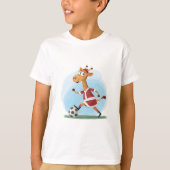 Giraffe in Christmas Outfit and Soccer Ball Tシャツ (正面)