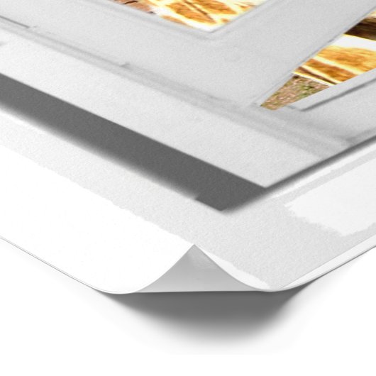 Giraffe in Fake Window View Trompe l'oeil Effect ポスター (角)