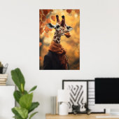 Giraffe in Fall Clothes Art Print, Autumn ポスター (ホームオフィス)